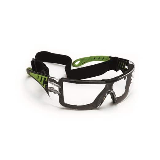 Schutzbrille farblos schwarz/grün