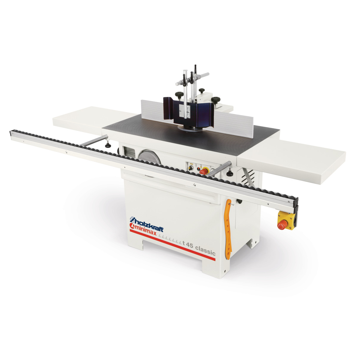 Tischfräsmaschine Holzstar minimax t 45 classic mit Fräsanschlag, Schutzhaube, Tischverlängerungen und Rollenbahn