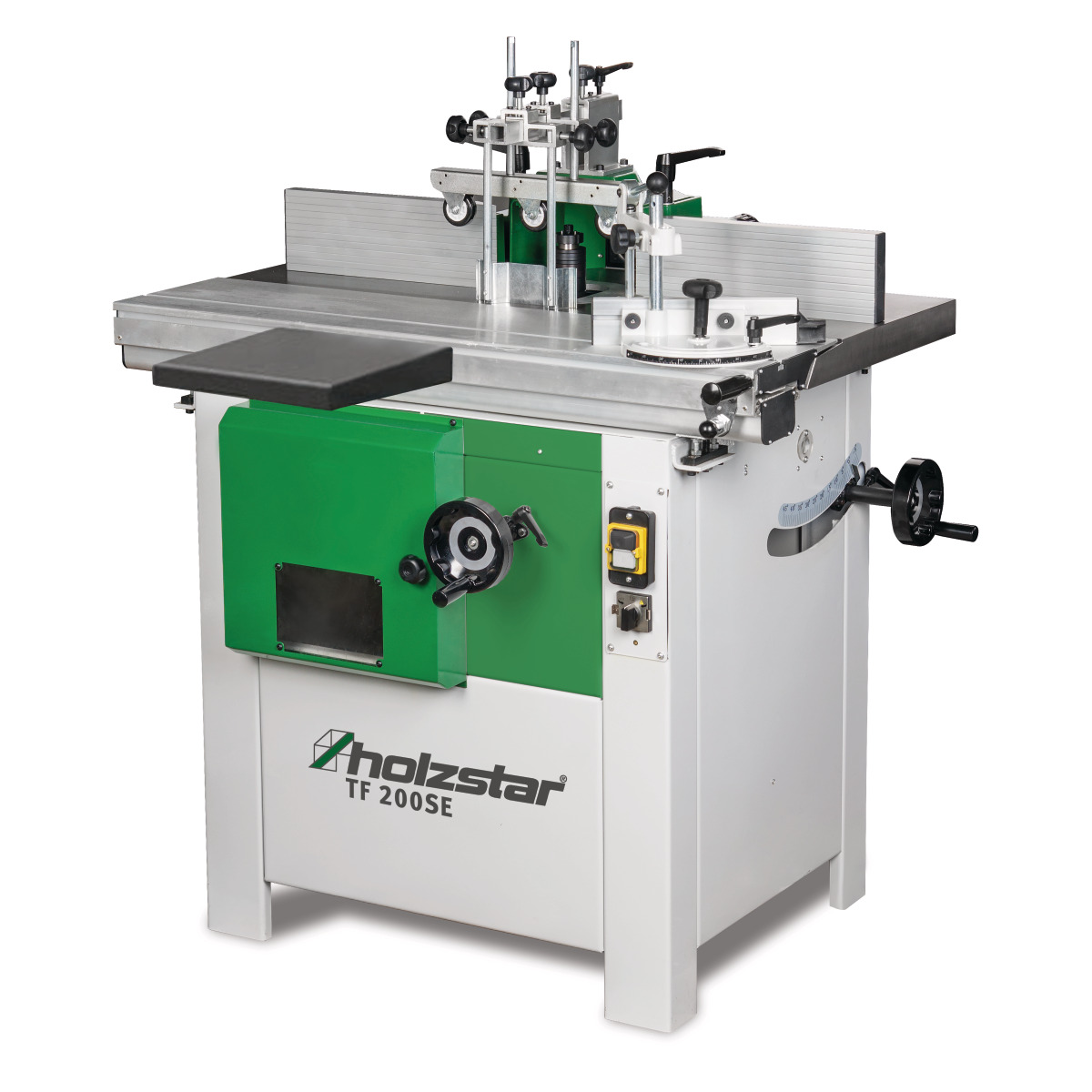 Tischfräsmaschine Holzstar TF 200SE mit Fräsanschlag, Werkstückandruck, Handrädern und Bedienfeld