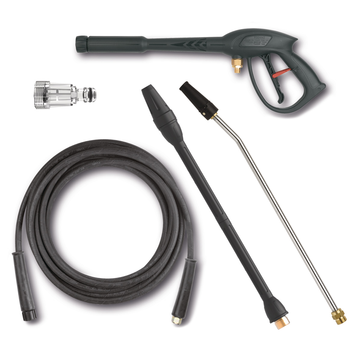 Kaltwasser-Hochdruckreiniger HDR-K 51-16 Zubehörset für Hochdruckreiniger bestehend aus Spritzpistole, Lanzen, Hochdruckschlauch und Wasseranschlussadapter.