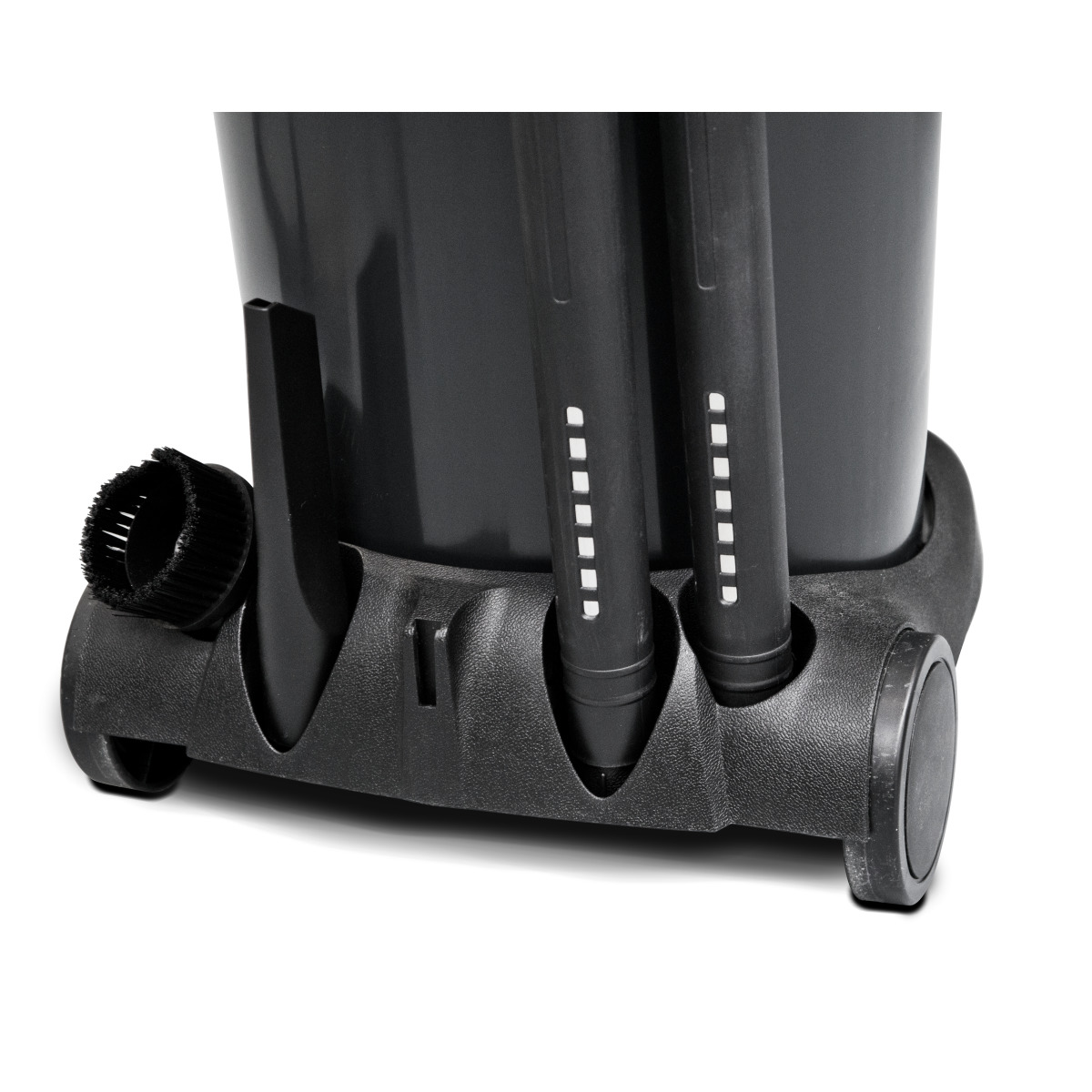 Nass-/Trockensauger wetCAT 137 E Aufbewahrung von Saugrohren und Düsen im Halter am Saugerfuß, Detailansicht.