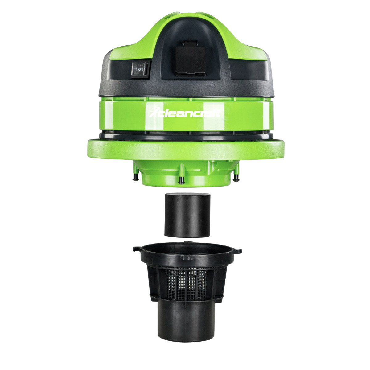 Nass-/Trockensauger wetCAT 137 E Geöffneter Nass- und Trockensauger mit abgenommenem Motorkopf und Filtereinsatz darunter.
