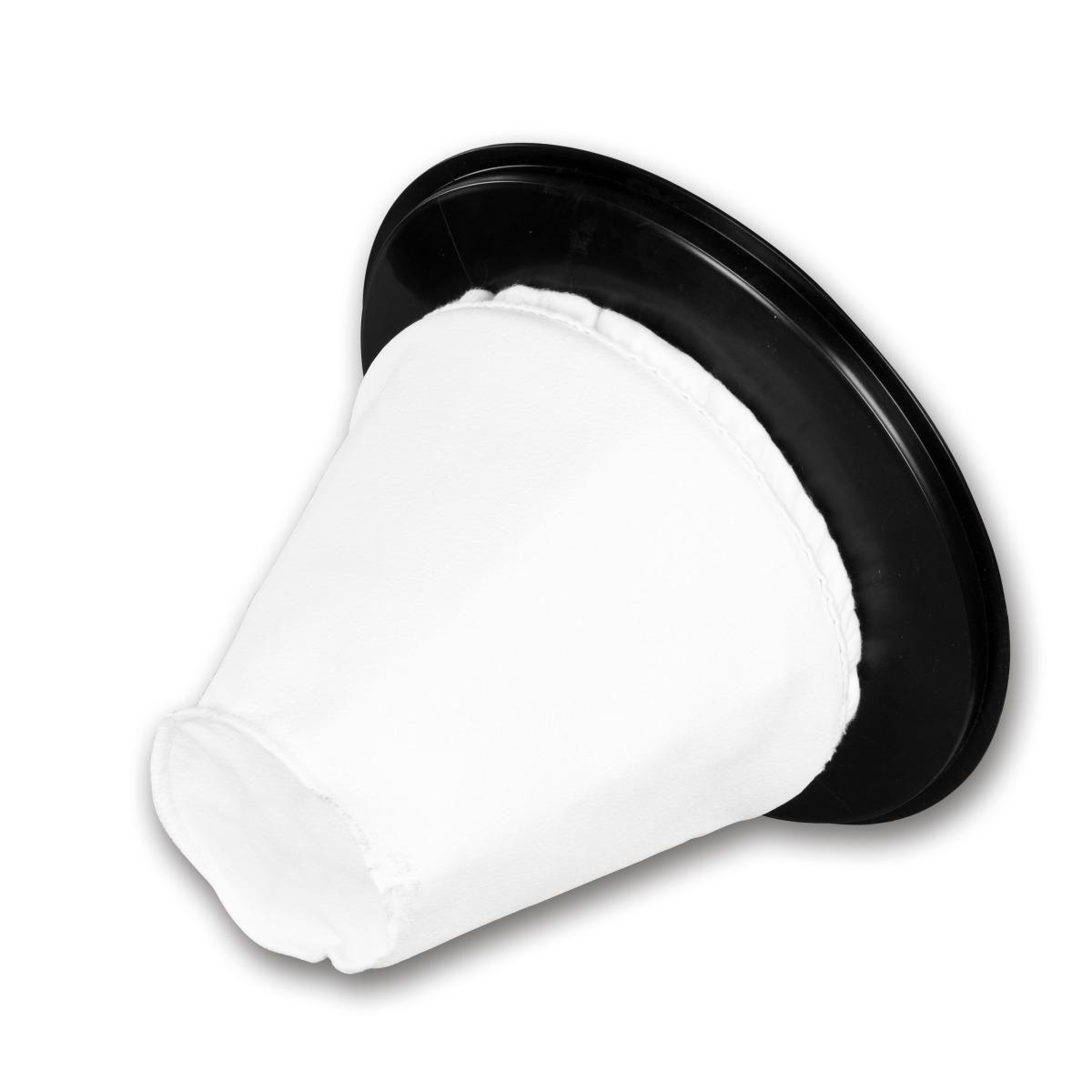 Weißer Filtereinsatz mit schwarzem Rand für Nass- und Trockensauger, einzeln abgebildet.