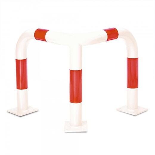 Eck-Rammschutzbügel in Weiß-Rot – optimal für Innenbereiche mit hoher Sichtbarkeit, schützt zuverlässig Ecken und gefährdete Zonen.