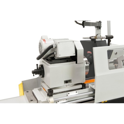 Rundschleifmaschine OPTIgrind GC 1305 Nahaufnahme des Schleifkopfs mit Motor und Schutzverkleidung der Rundschleifmaschine.
