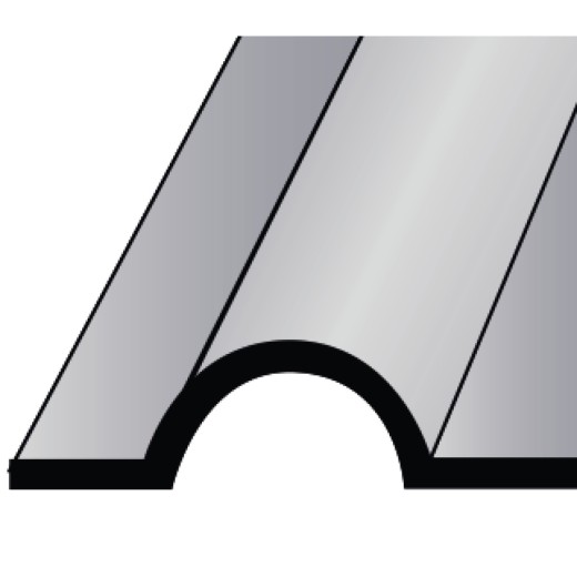 Querschnitt einer Blechkante mit halbrunder Sicke.
