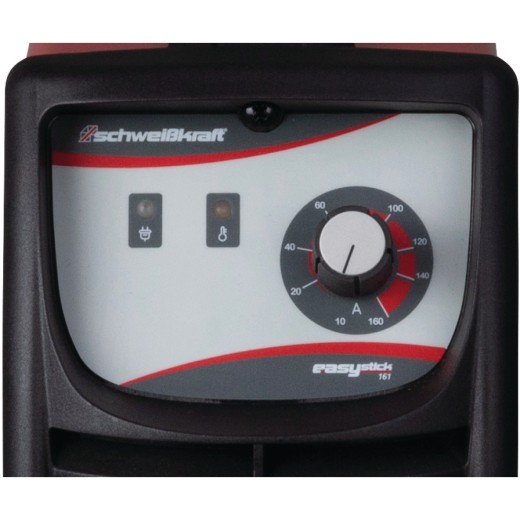 Elektrodeninverter EASY-STICK 161 Nahaufnahme des Bedienfelds mit zwei Kontrollleuchten und großem Drehregler.