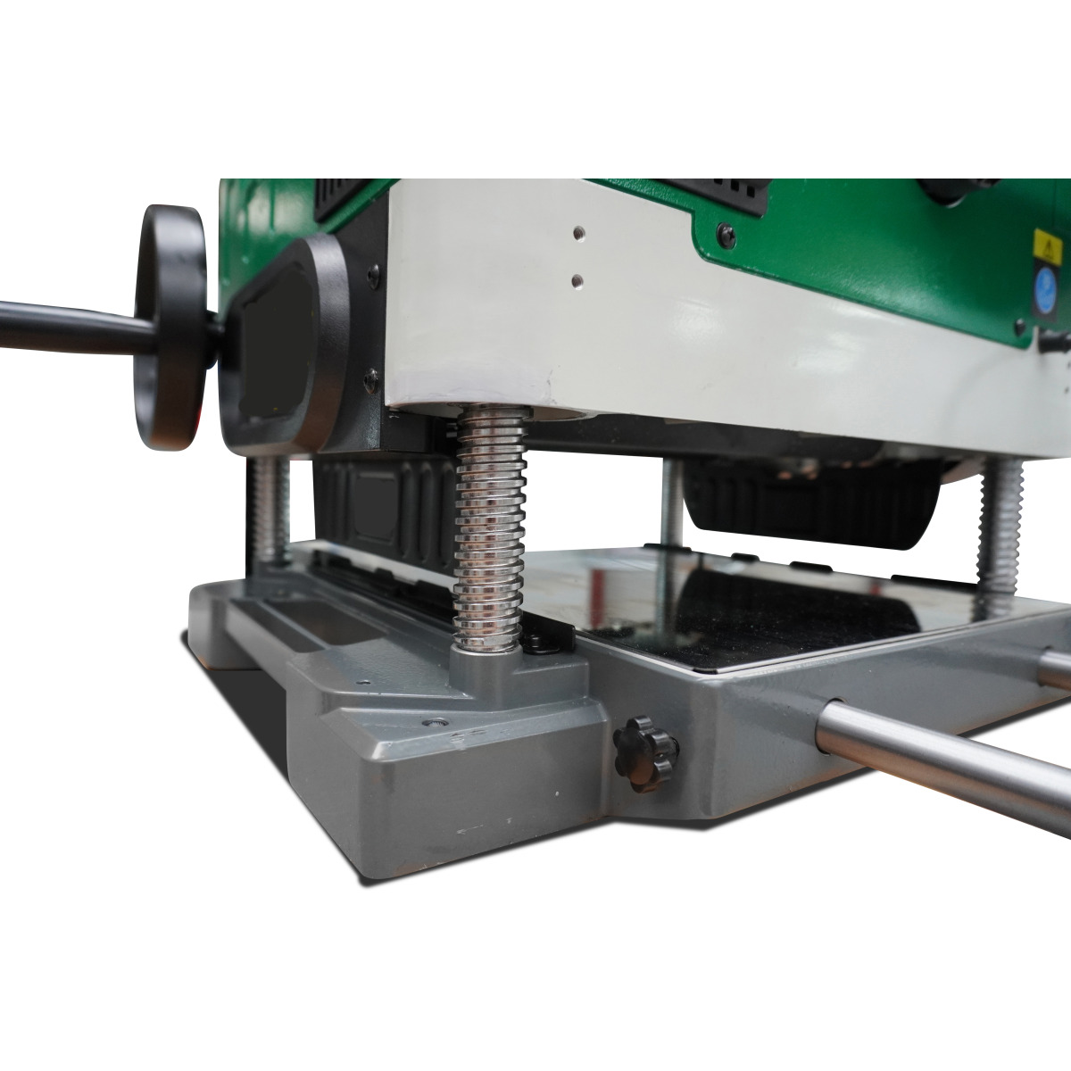 Dickenhobel DH 330-2 Nahaufnahme des Einstellrads am Dickenhobel mit Skala und rotem Zeiger