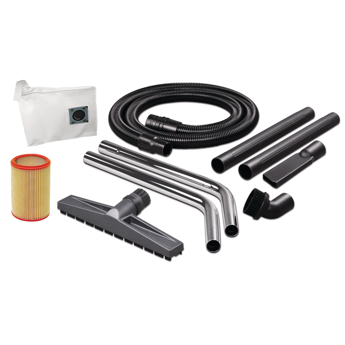 Industrie-Trockensauger dryCAT 262 ICT H-Class Zubehörset für Industriestaubsauger mit Schläuchen, Rohren, Filtern, Düsen und Staubbeutel.