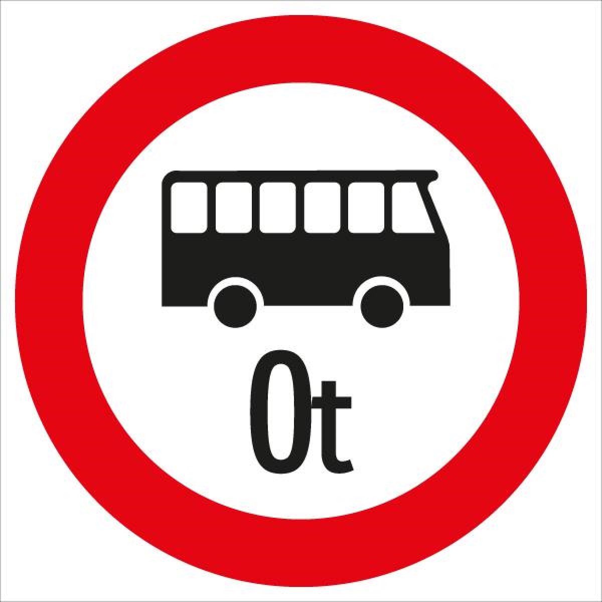 Verkehrszeichen: Weißer Kreis mit rotem Rand, schwarzem Bus & Länge in Meter. Bedeutet: Fahrverbot für Omnibusse mit Gewichtsangabe.