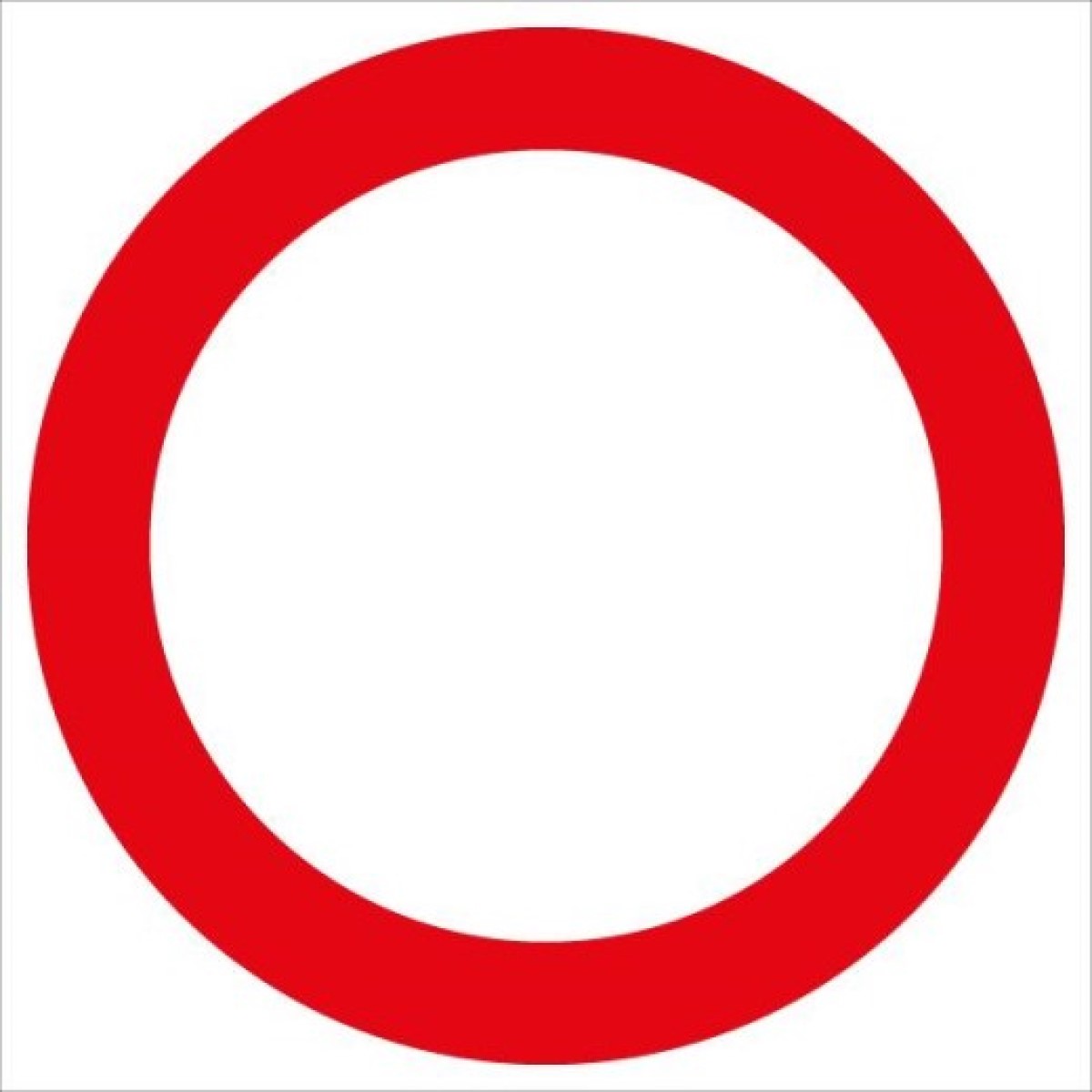 Rundes Verkehrszeichen mit rotem Rand und weißer Innenfläche; kein Symbol im Inneren.