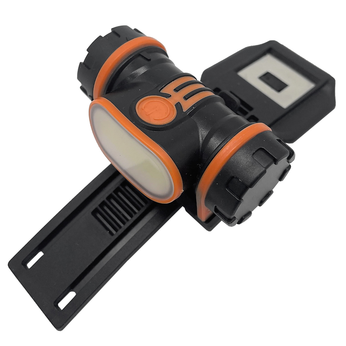 LED Leuchte
für Automatik-Schweißschutzhelm Schwarze und orange Helmlampe mit Befestigungsclip und rechteckiger Leuchtfläche.