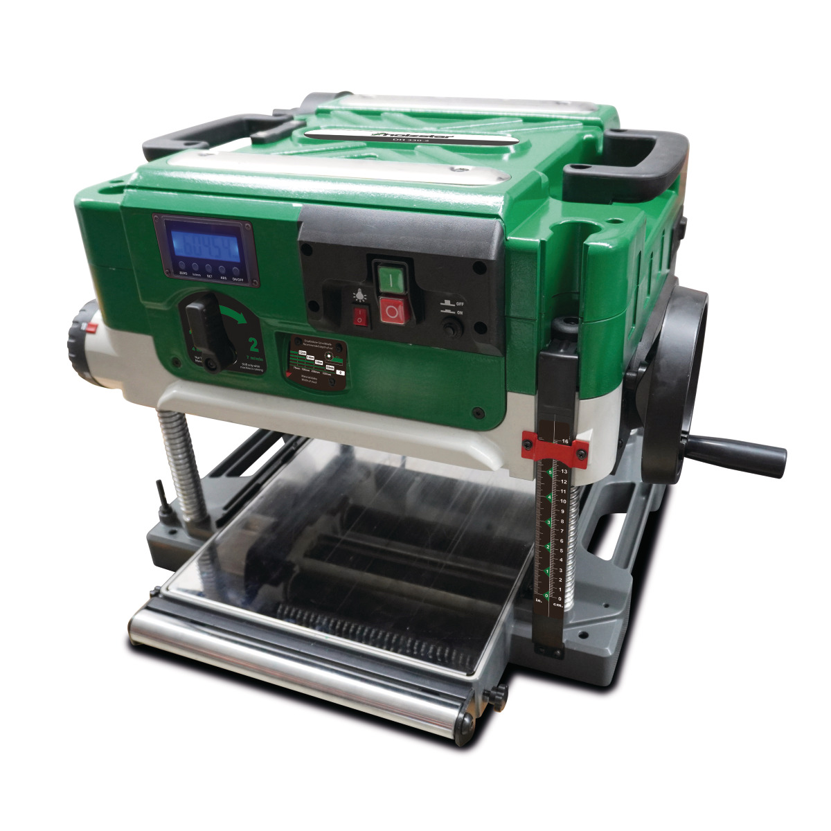 Dickenhobel Holzstar DH 330-2 mit Digitalanzeige, Bedienfeld, Höhenanzeige, Handrad und Zuführtisch